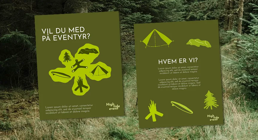 Plakater for High tide event i skoven